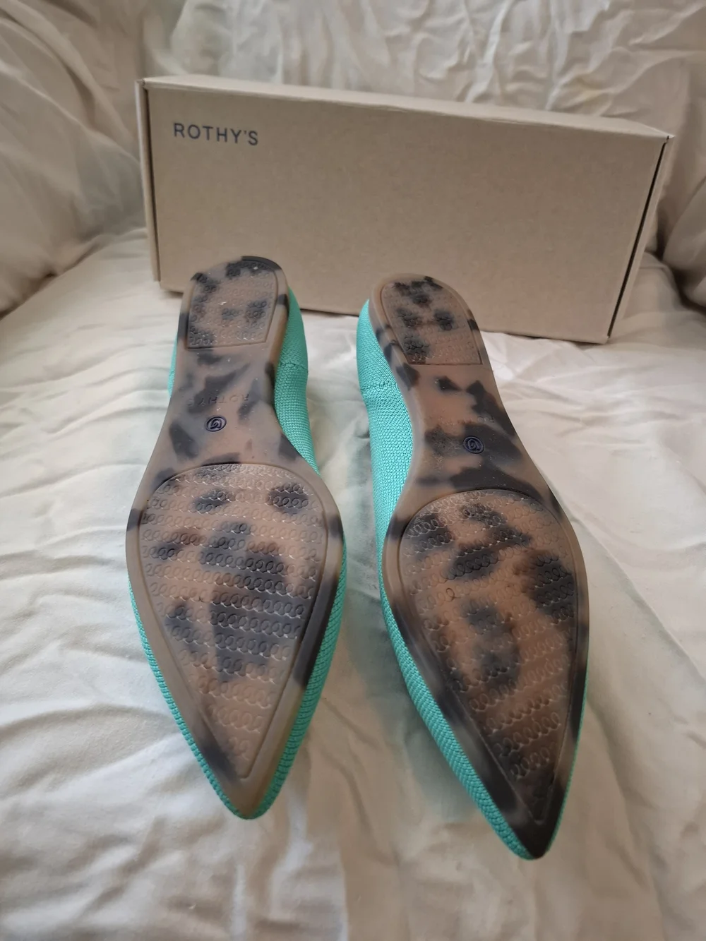 Rothy's Teal Pointed Knit Flat